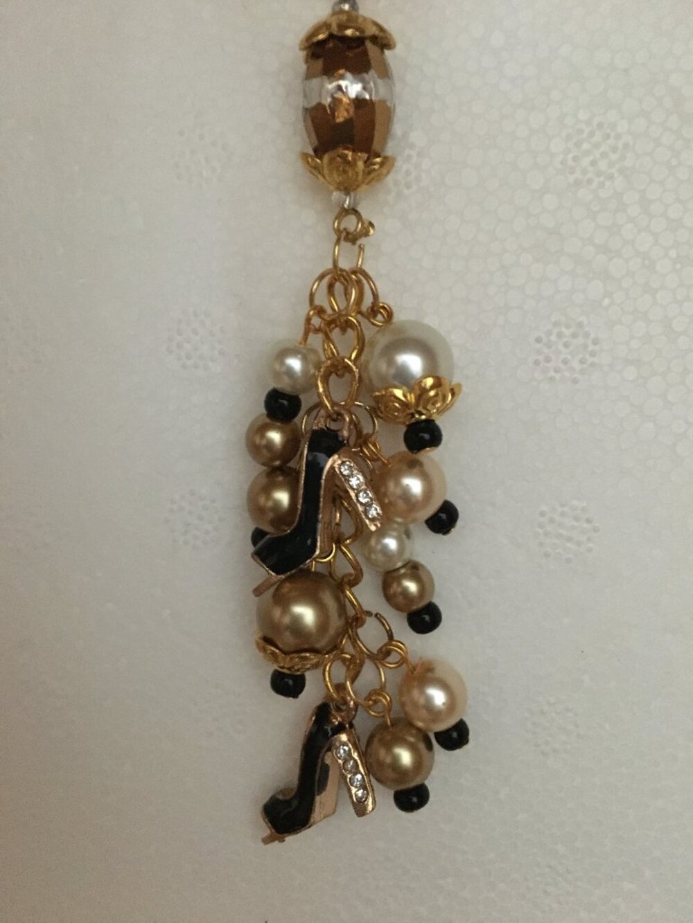 Gold & Black High‑Heel Purse Charm – Handmade